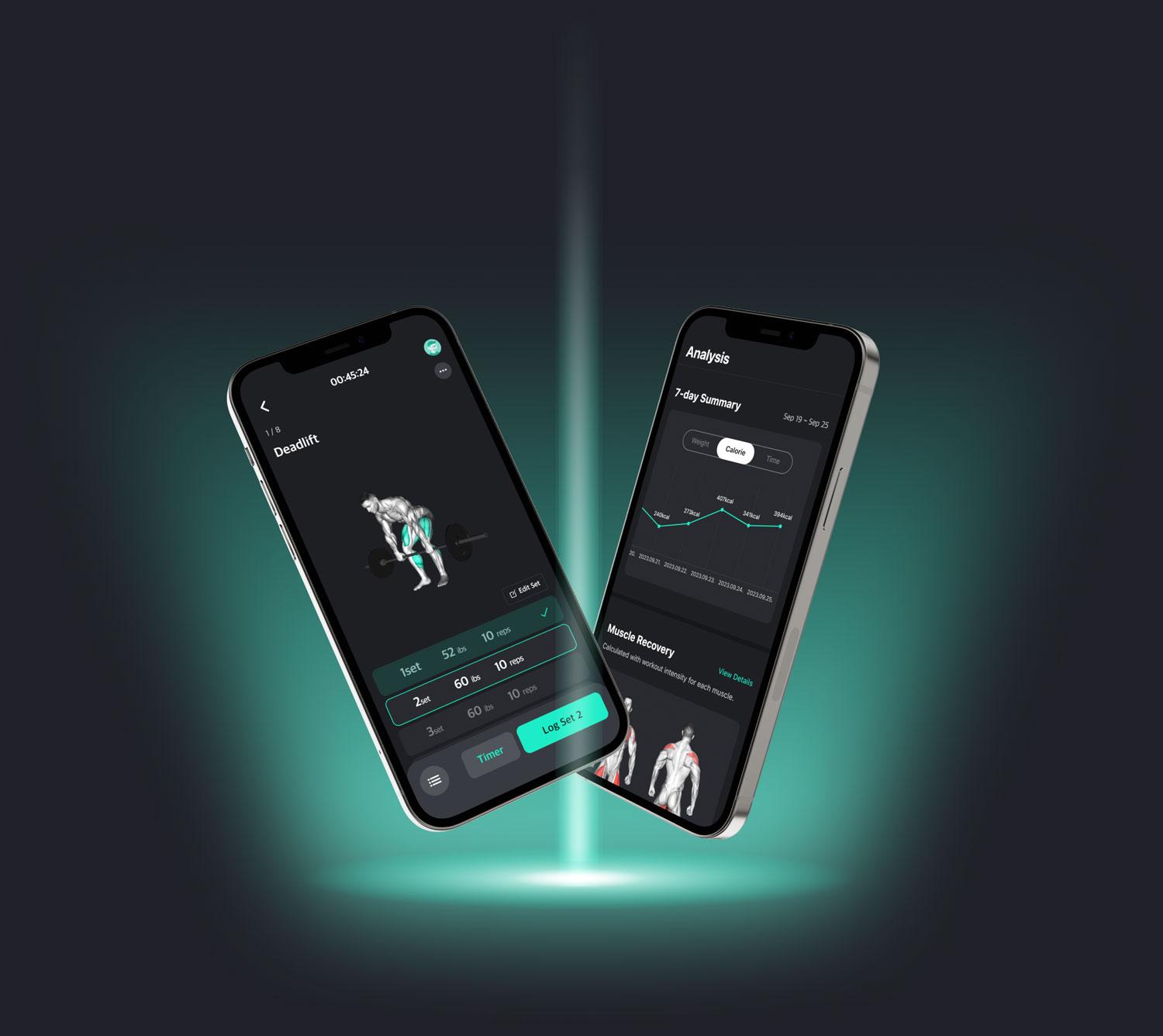 어플-운동-기록-화면-과-분석-화면-목업